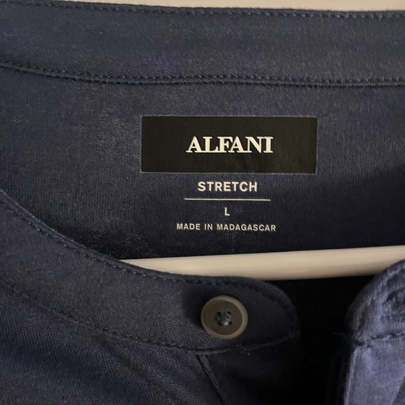 Alfani Large Navy Blue Pajama Long Sleeve Shirt - Picture 6 of 10